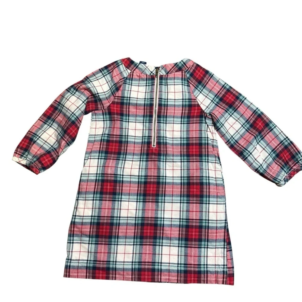 Gap Toddler Plaid Long Sleeve Dress Lined Zipper Pockets- Size 3T